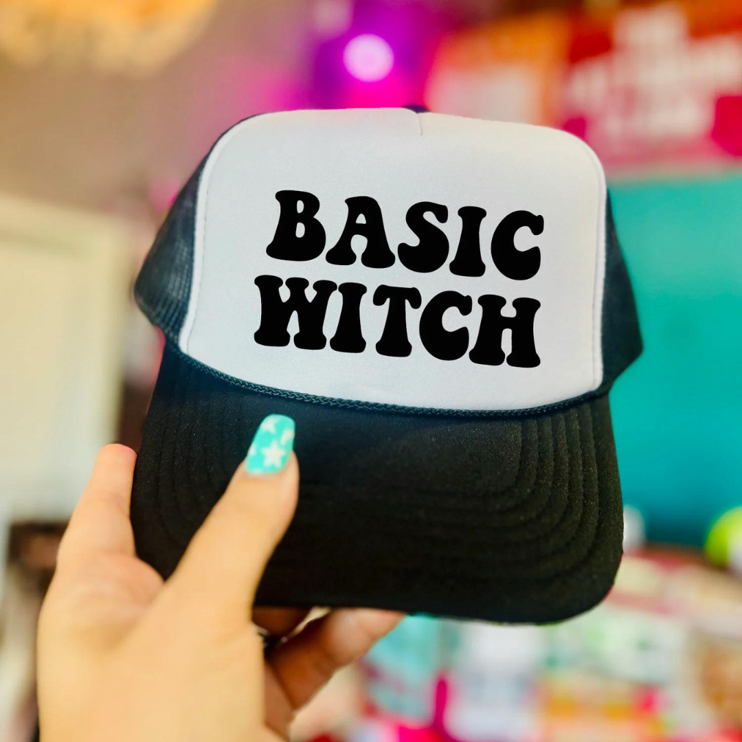 Online Exclusive | Basic Witch Foam Trucker Cap in Black and White