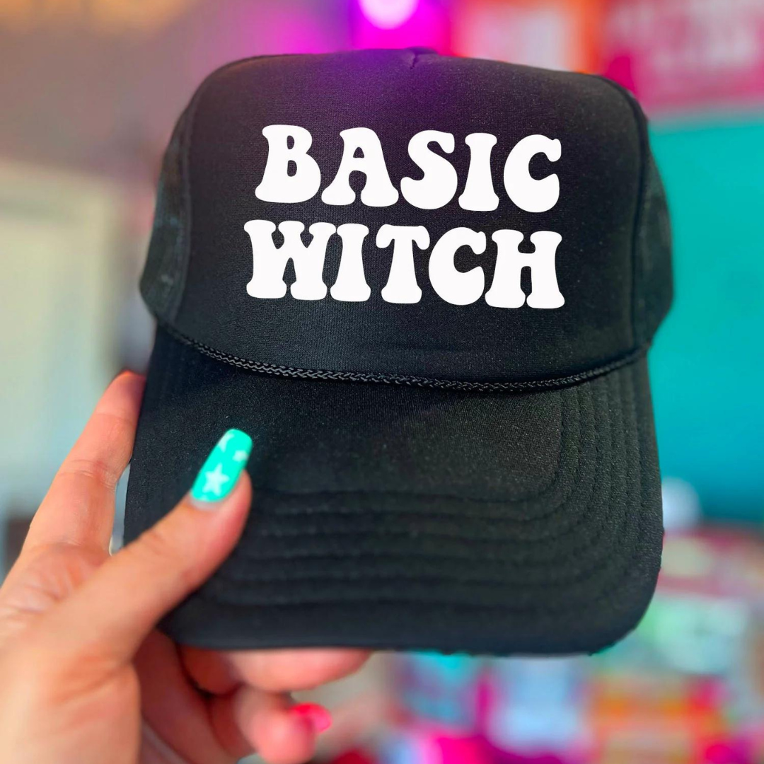 Online Exclusive | Basic Witch Foam Trucker Cap in Solid Black