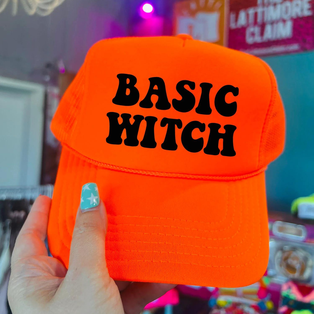 Online Exclusive | Basic Witch Foam Trucker Cap in Neon Orange