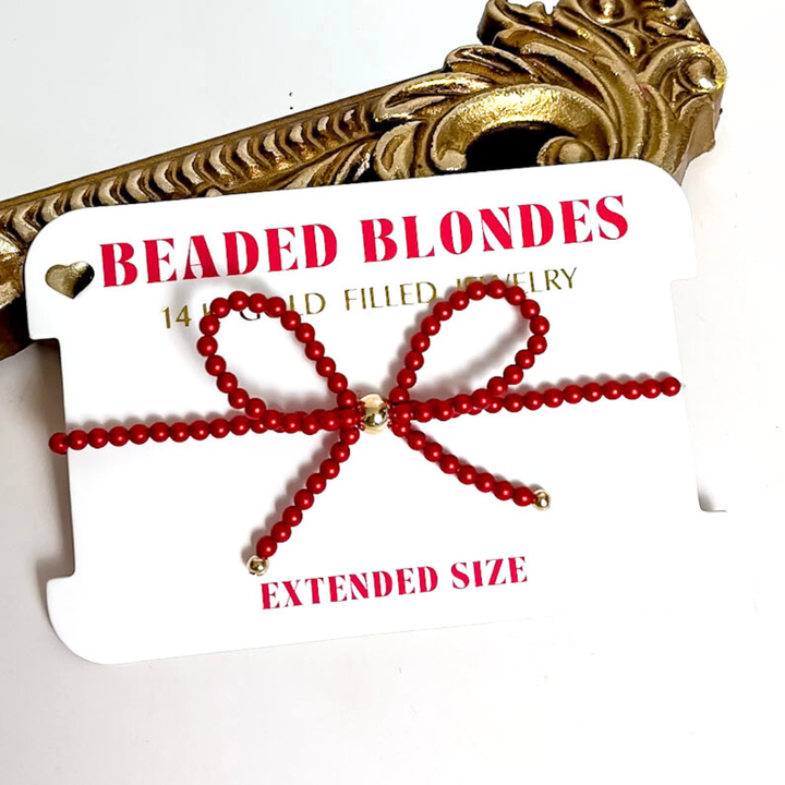 Beaded Blondes | Red Pearl Bow Bracelet