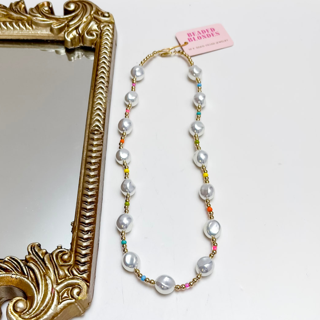 Beaded Blondes | Sadie Rainbow Beaded Necklace in Gold