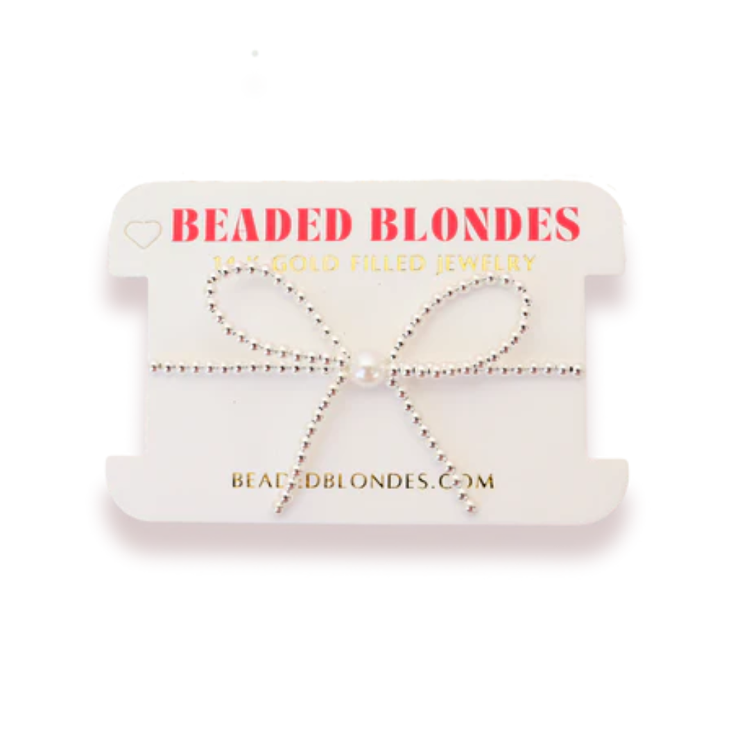 Beaded Blondes | Silver Bow Bracelet