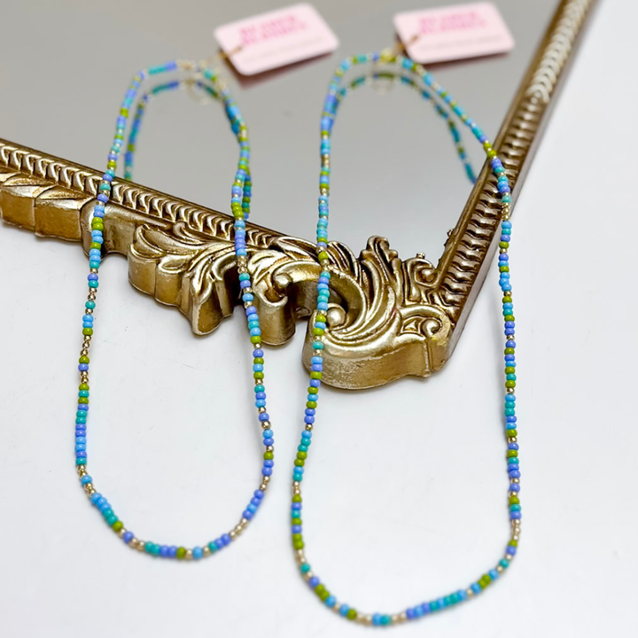 Beaded Blondes | Sprinkle Beaded Necklace in Blue and Green