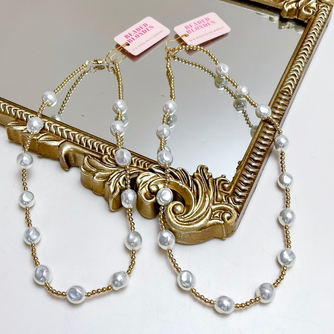 Beaded Blondes | Sadie Pearl Beaded Necklace in Gold
