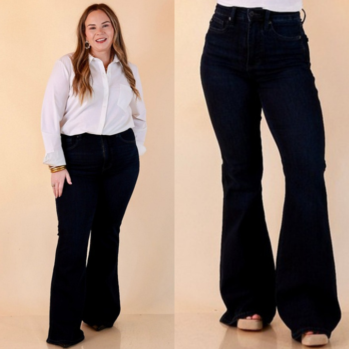 Best Foot Forward tummy control flare jeans in dark wash