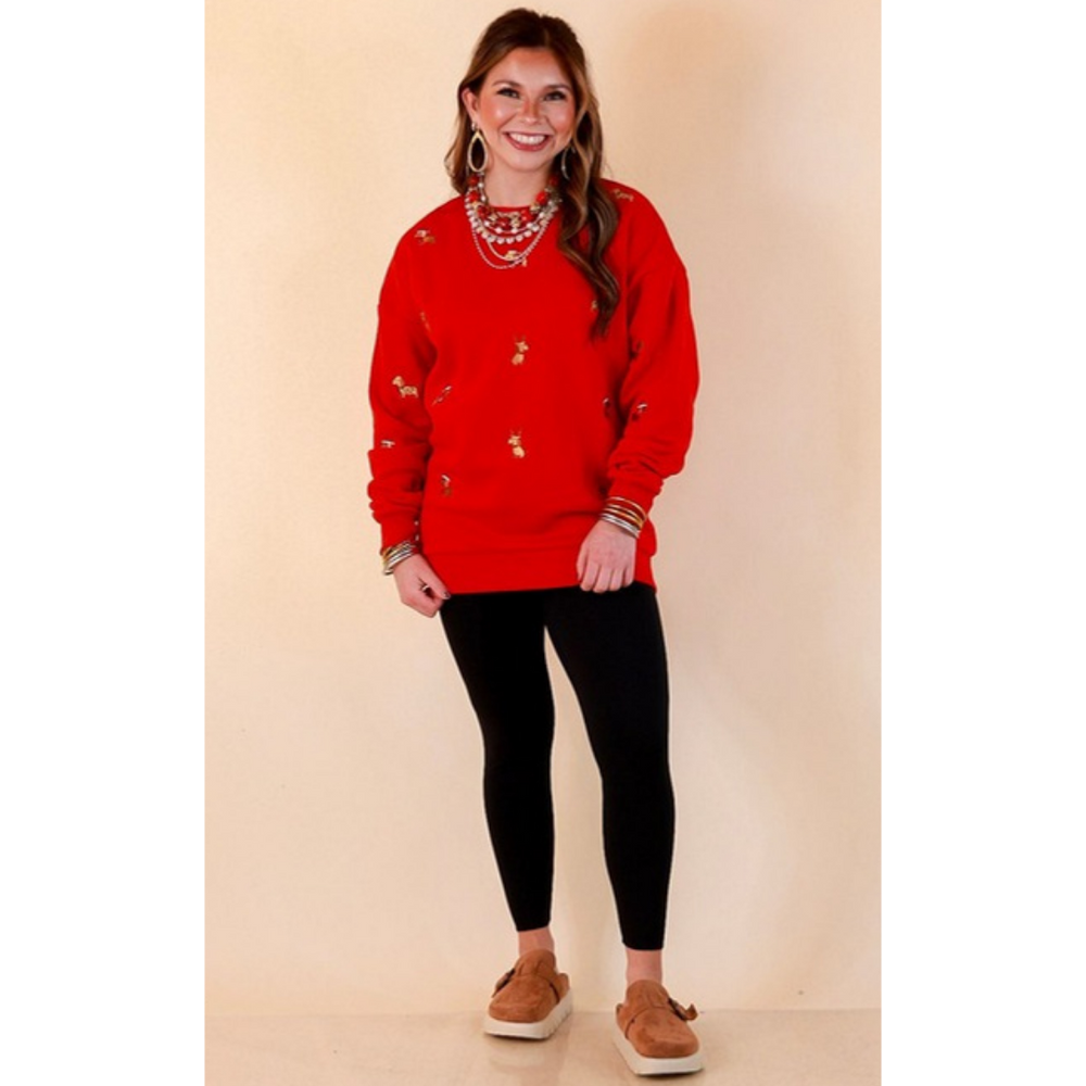 Best in Show embroidered holiday dog sweatshirt in red