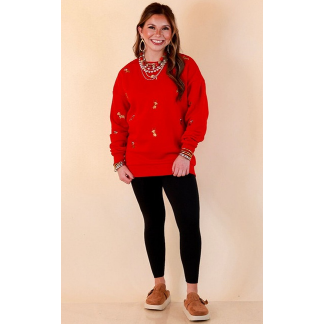 Best in Show embroidered holiday dog sweatshirt in red