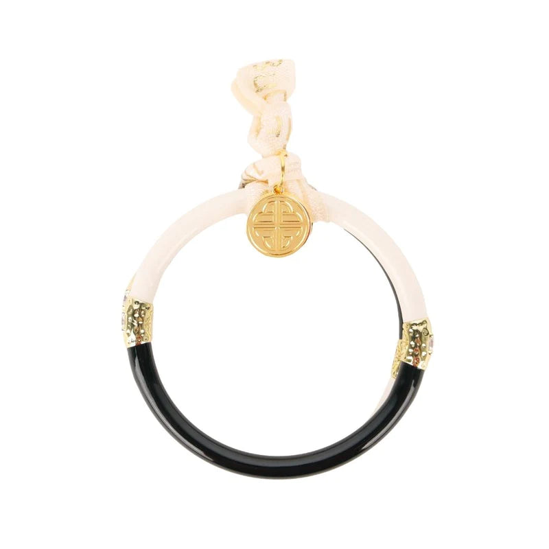 BuDhaGirl | Set of Two | Yin & Yang All Weather Bangles in Black/Ivory