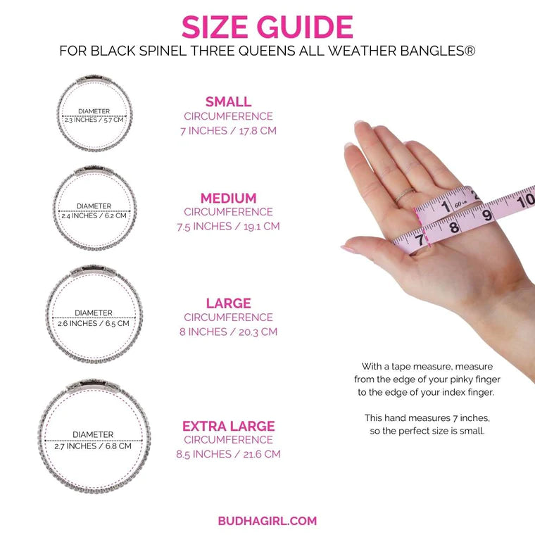 BuDhaGirl | Set of Three | Three Queens All Weather Bangles in Black Spinel - Giddy Up Glamour Boutique