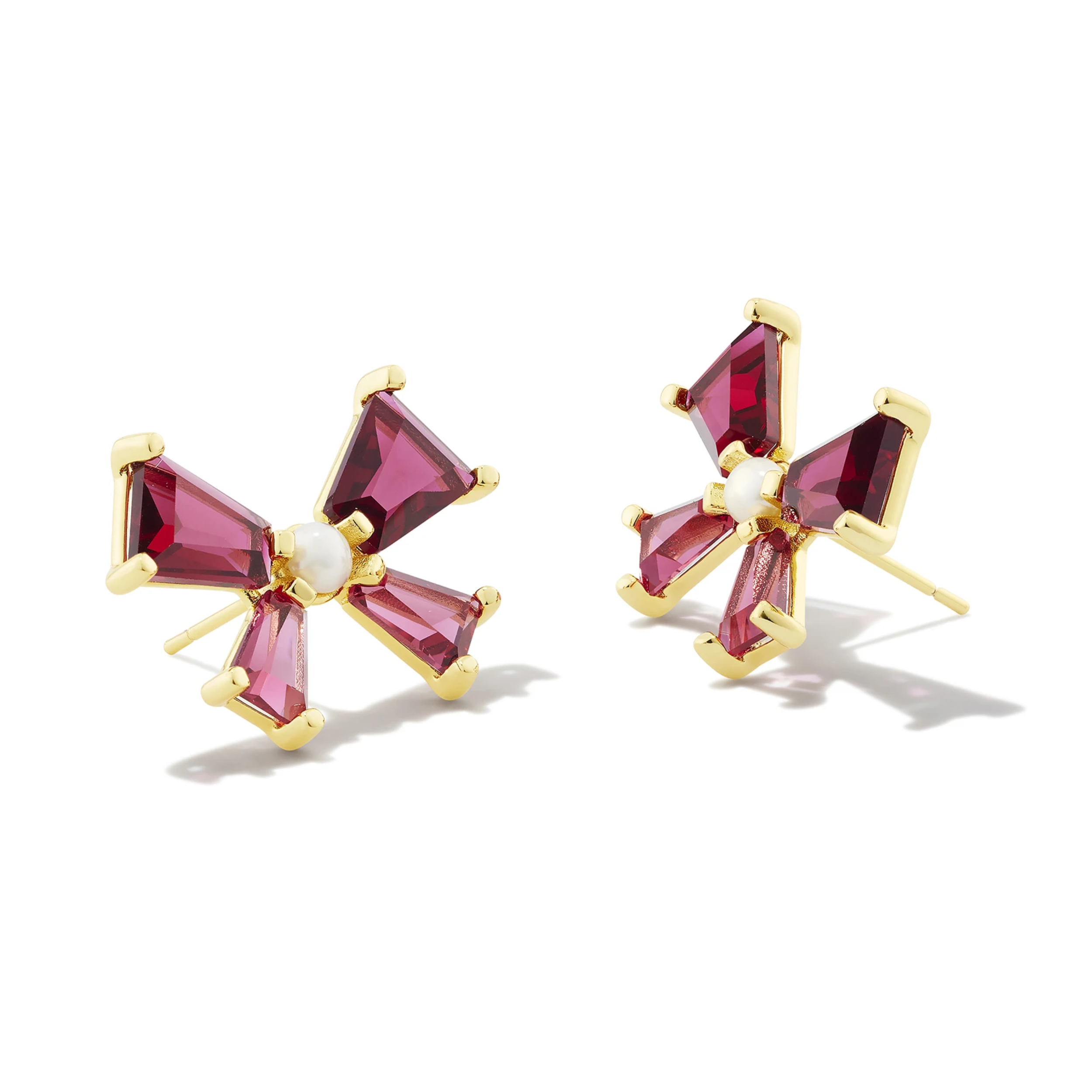 Kendra Scott | Blair Bow Stud Earrings Gold Red Mix - Giddy Up Glamour Boutique