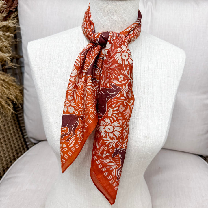 XOXO Art & Co | Block Print Horses Shorty Wild Rag