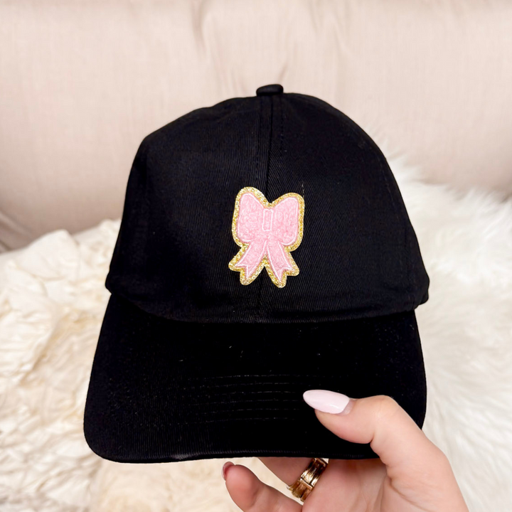 Bow Chenille Patch Baseball Cap in Multiple Color Options