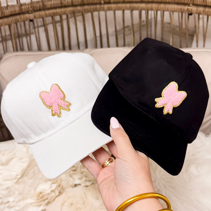 Bow Chenille Patch Baseball Cap in Multiple Color Options