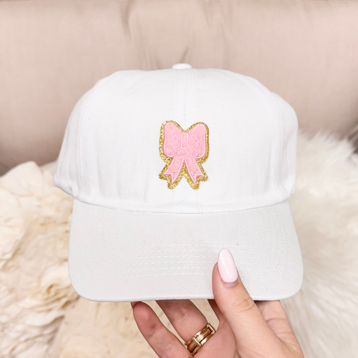 Bow Chenille Patch Baseball Cap in Multiple Color Options