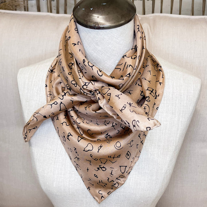 Branded Silk Wild Rag in Tan