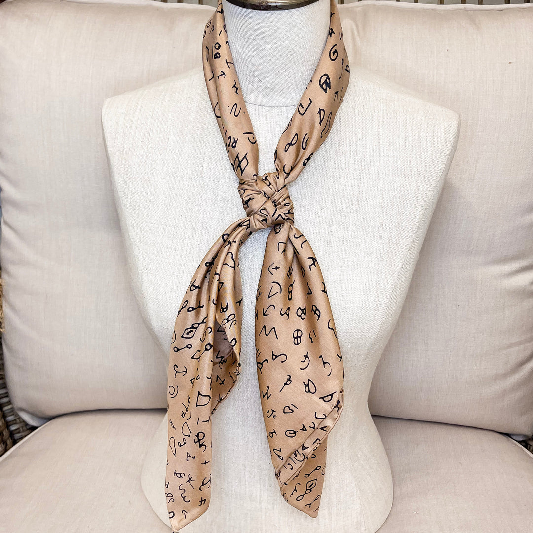 Branded Silk Wild Rag in Tan