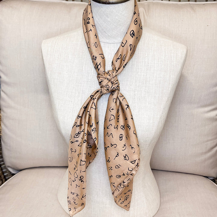 Branded Silk Wild Rag in Tan