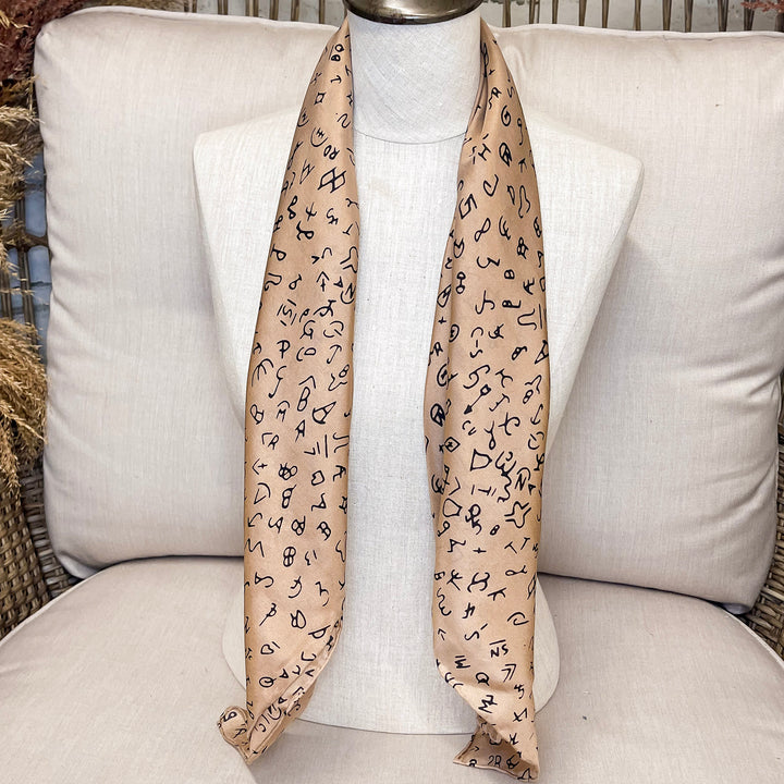 Branded Silk Wild Rag in Tan