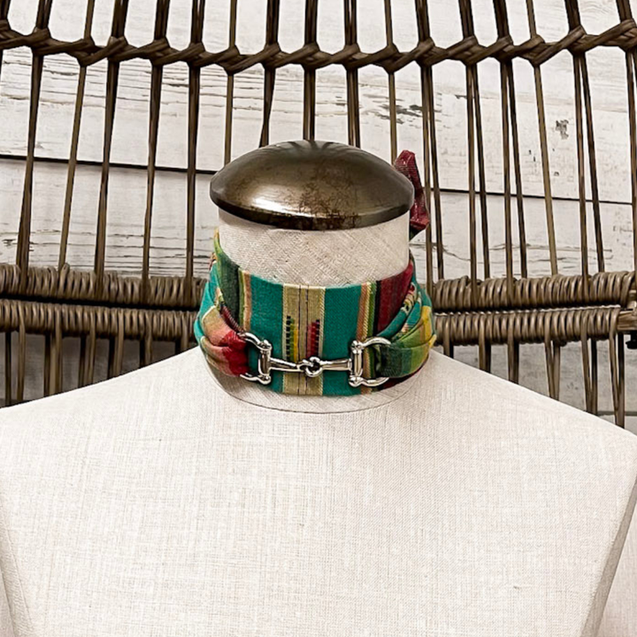 Bridle and Brass Snaffle Bit Scarf Slide Charm Accessory in Silver Tone