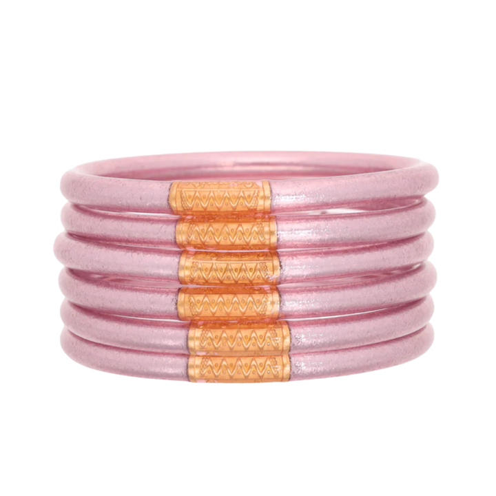 BuDhaGirl | Set of Six | All Weather Bangles in Ice Rose Pink