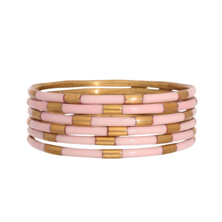 BuDhaGirl | Set of Six | Veda Bangles in Ice Rose Pink