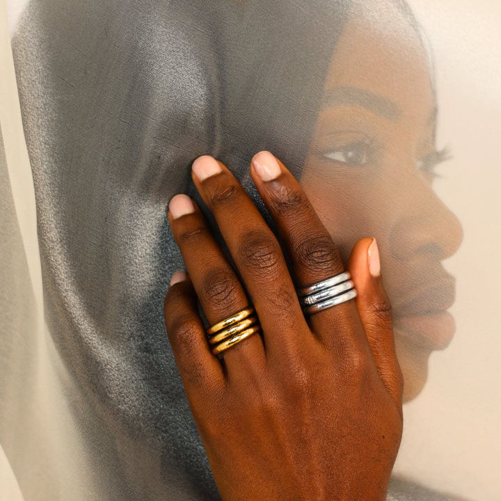 BuDhaGirl | Set of Three | All Weather Rings in Aura Silver