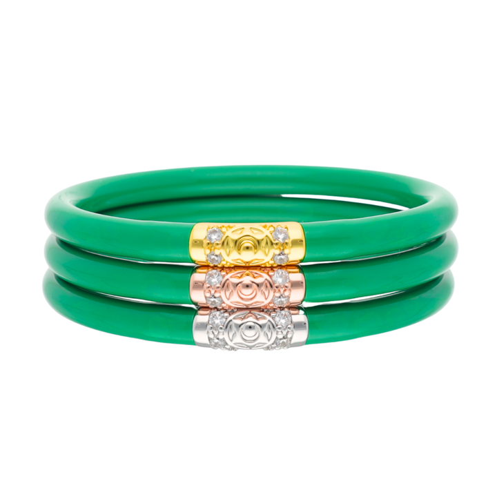 BuDhaGirl | Set of Three | Three Kings All Weather Bangles in Kelly Green
