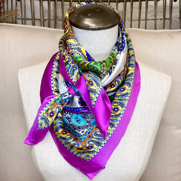 Wyoming Traders | Byzantine Charmeuse Silk Wild Rag Purple