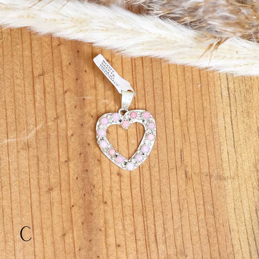 Navajo | Sterling Silver Heart Pearl Pendant in Pink