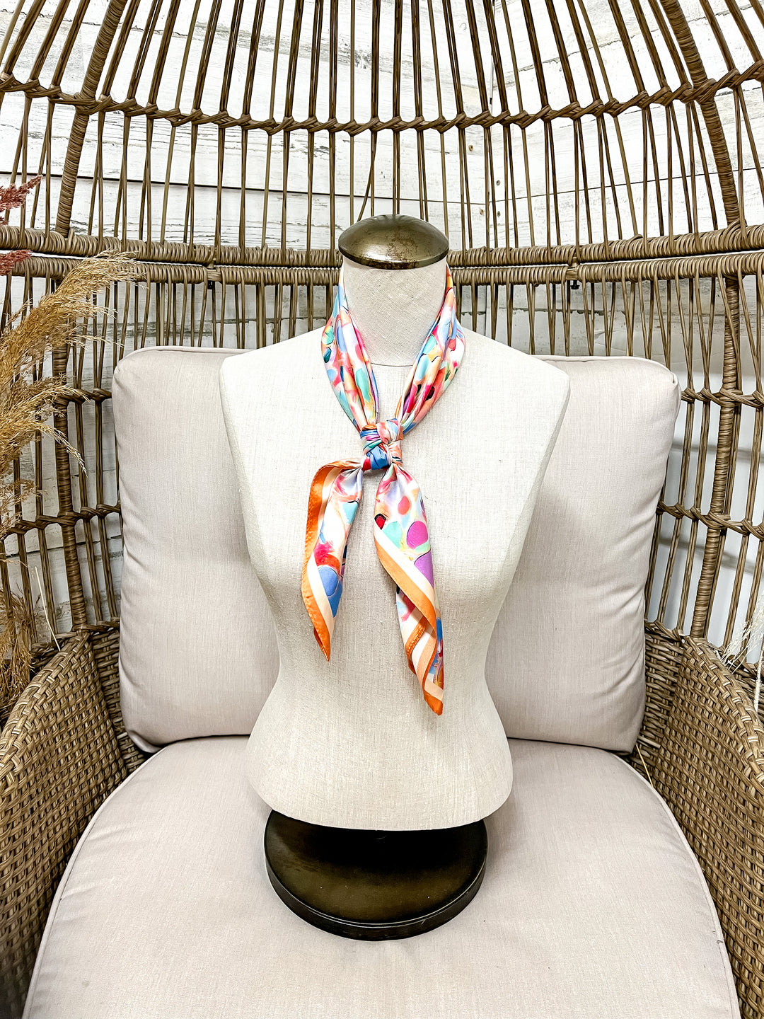 Colorburst Bloom Abstract Floral Silk Feel Square Scarf in Multicolor