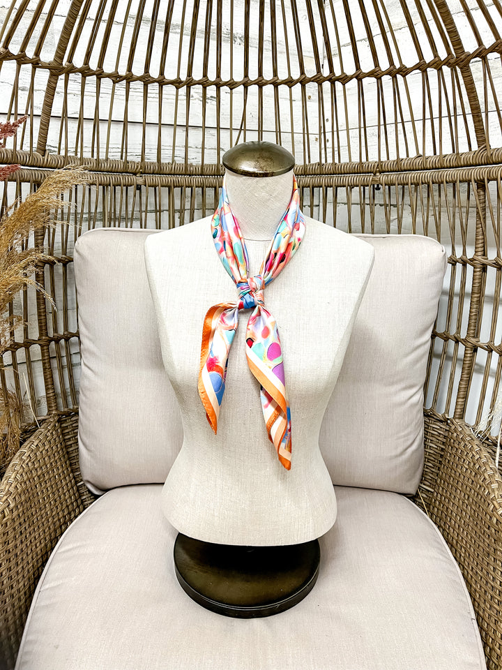 Colorburst Bloom Abstract Floral Silk Feel Square Scarf in Multicolor