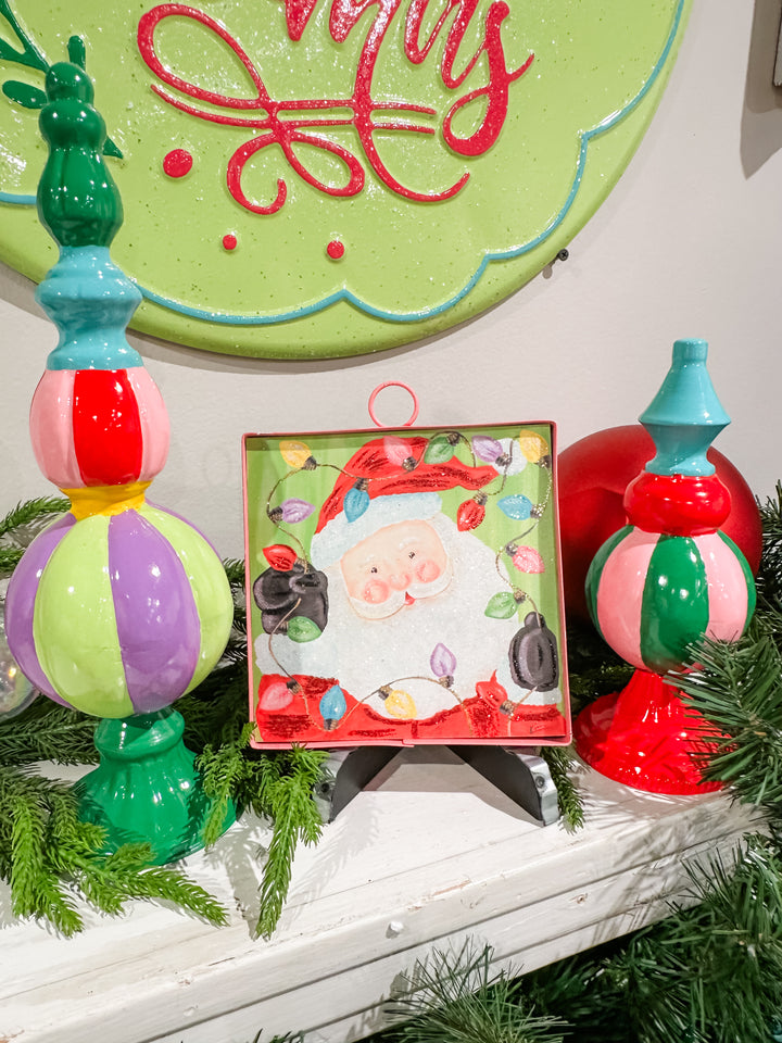 The Round Top Collection | Mini Gallery Art Kross Merry &amp; Bright Santa &amp; Bulbs