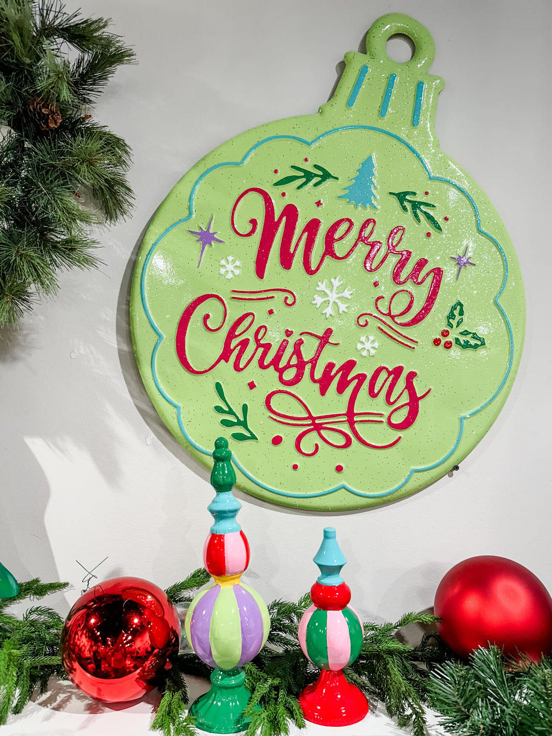The Round Top Collection | Merry &amp; Bright Standing Ornament Finials Set of 2