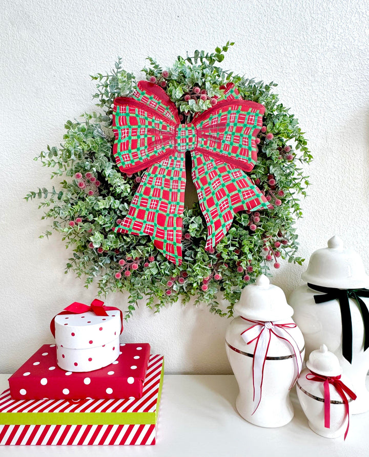 The Round Top Collection | Red Plaid Bow