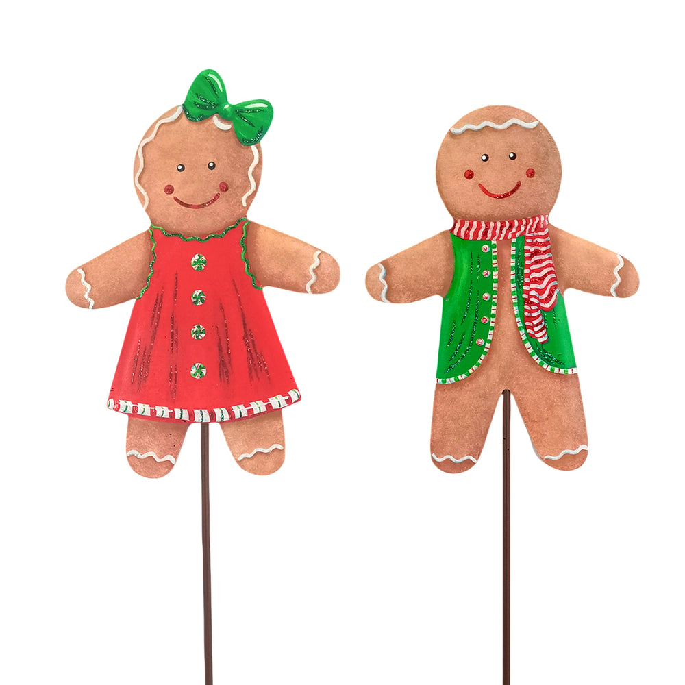 The Round Top Collection | Snowy Gingerbread Boy & Girl Set of 2