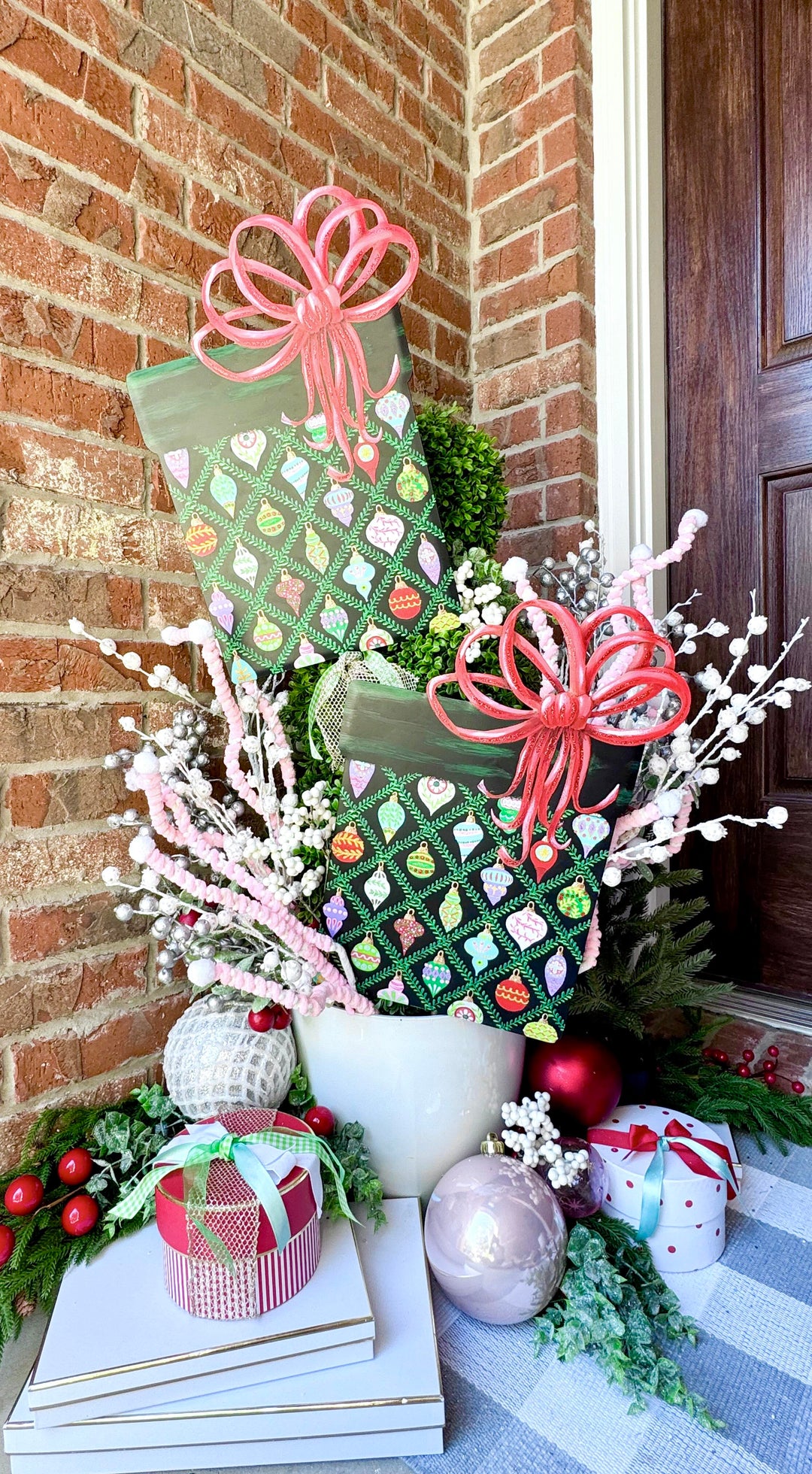 The Round Top Collection | Merry & Bright Gifts Wrapped in Ornament Paper Set of 2