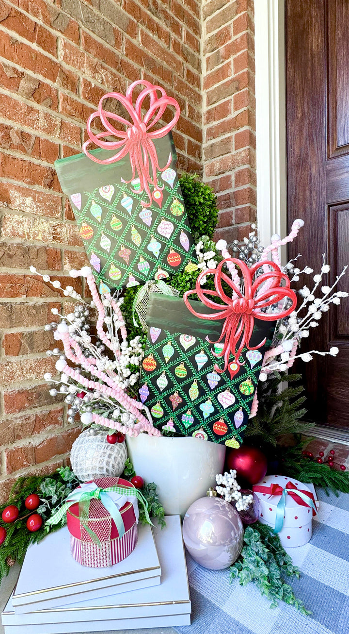 The Round Top Collection | Merry &amp; Bright Gifts Wrapped in Ornament Paper Set of 2