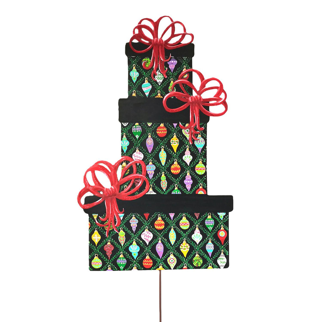 The Round Top Collection | Merry &amp; Bright Gift Stack Wrapped in Ornament Paper