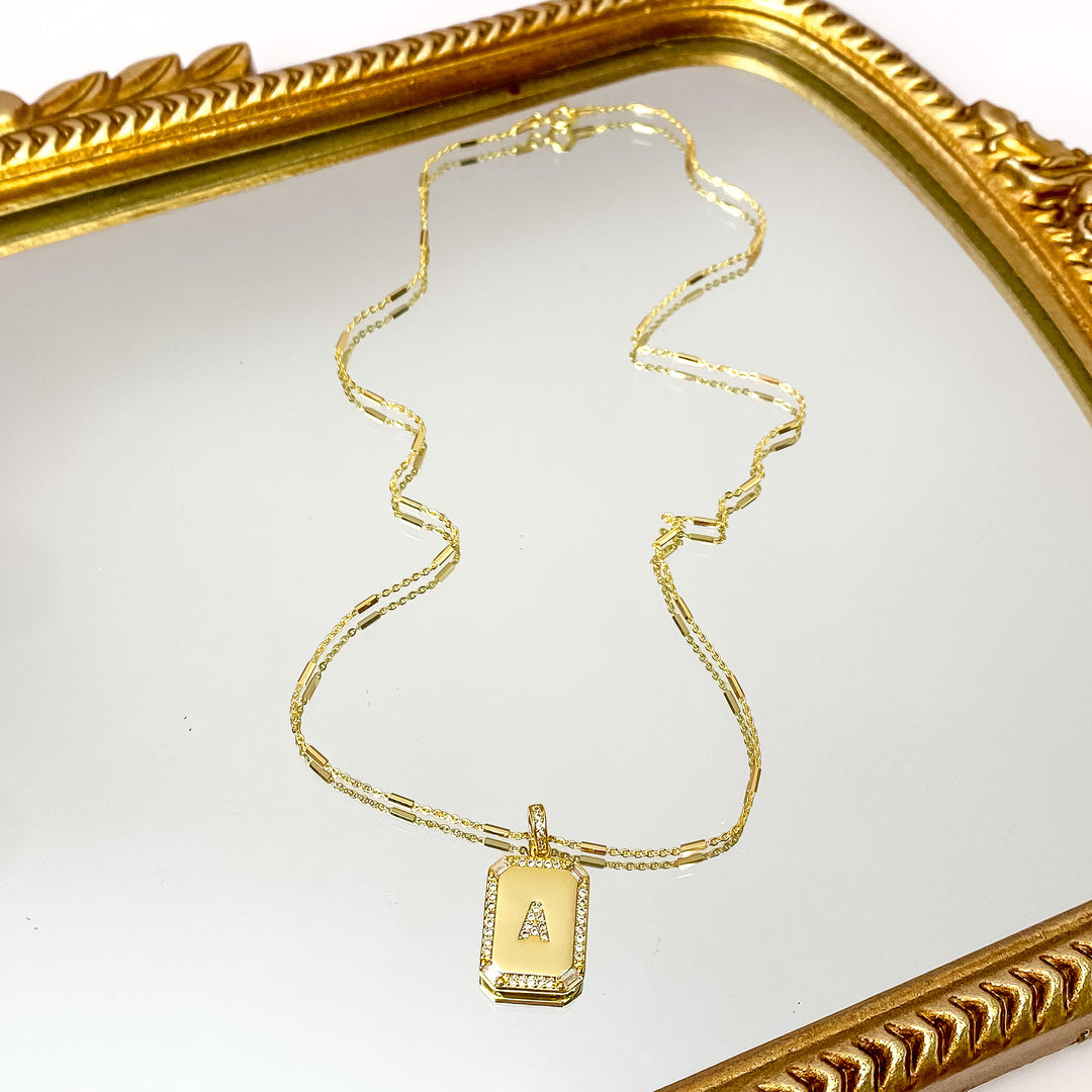 Kinsey Designs | Initial Tile Chain Necklace with CZ Crystals - Giddy Up Glamour Boutique