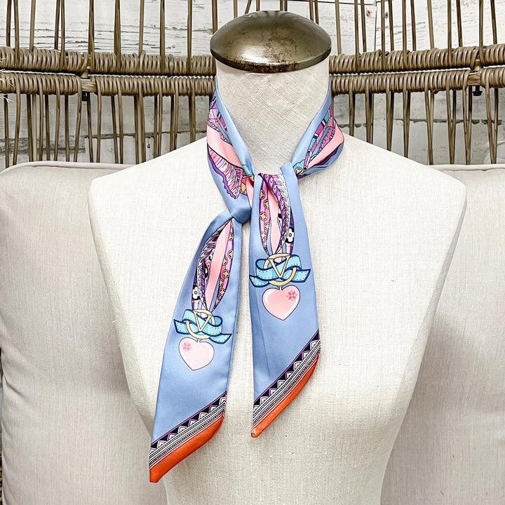 Heart to Style Twilly Scarf in Blue and Pink