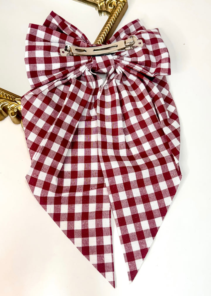 Gameday Spirit Gingham Hair Bow in 3 Color Options