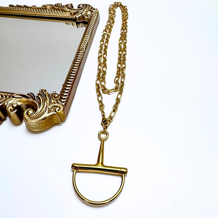 CHANSUTT PEARLS | Large Horsebit Adjustable Chain Necklace in Gold