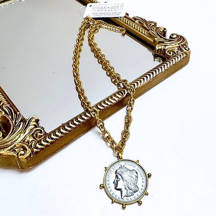 CHANSUTT PEARLS | Love Each Other More Coin Two Tone Short Chain Necklace in Gold and Silver