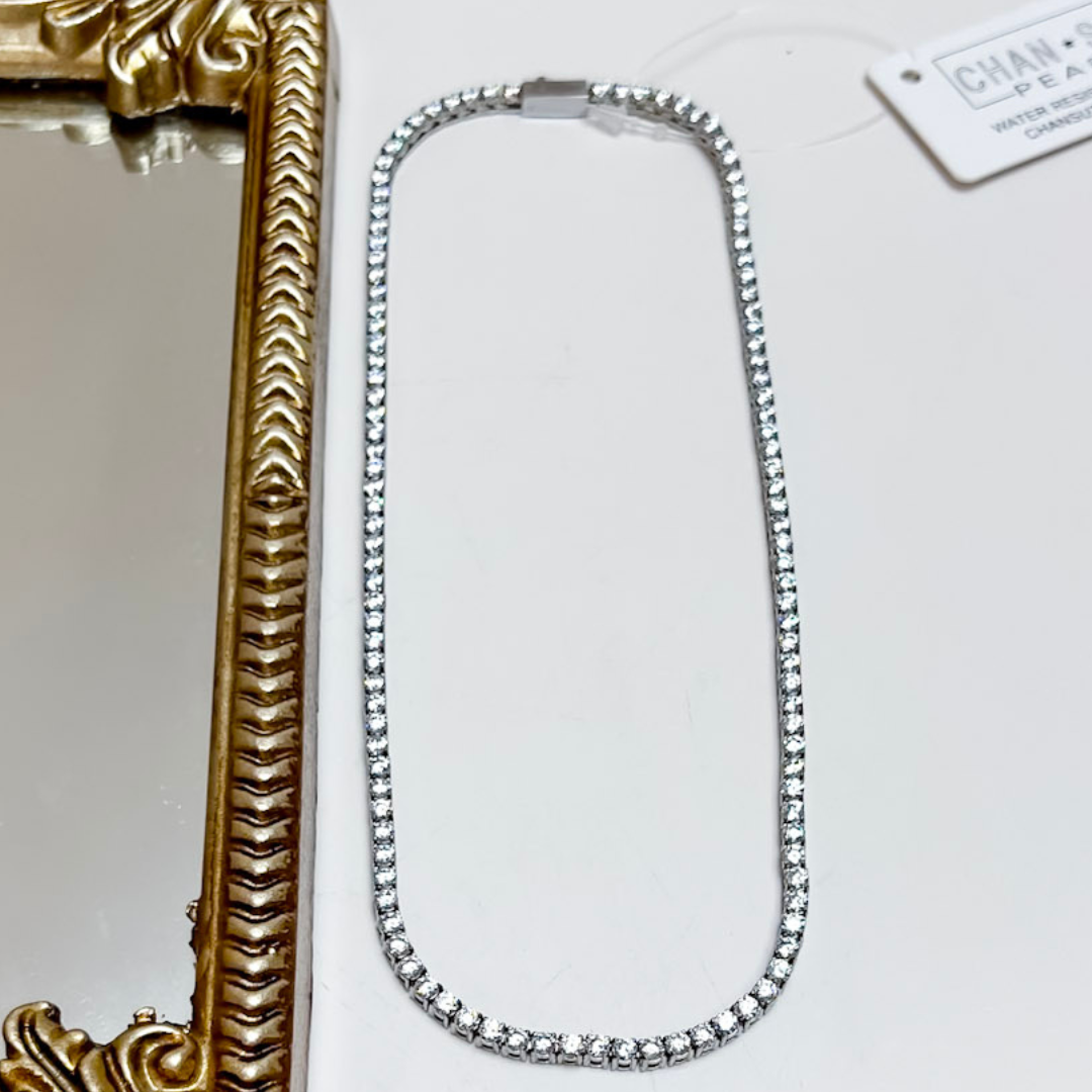CHANSUTT PEARLS | Luxe Line Tennis Necklace with Crystal Detailing in Silver