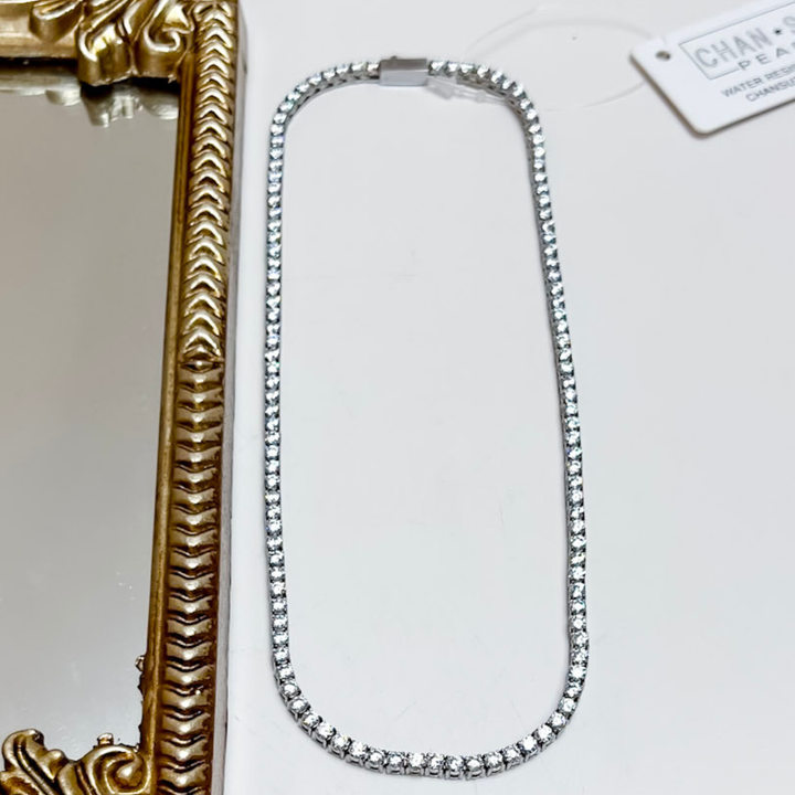 CHANSUTT PEARLS | Luxe Line Tennis Necklace with Crystal Detailing in Silver