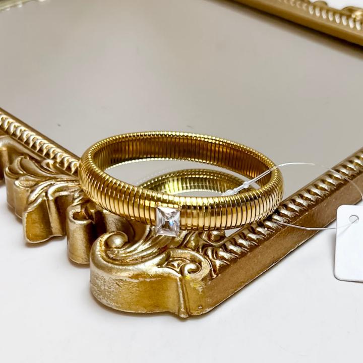CHANSUTT PEARLS | Mack Stretchy Bracelet with Crystal Detail in Gold