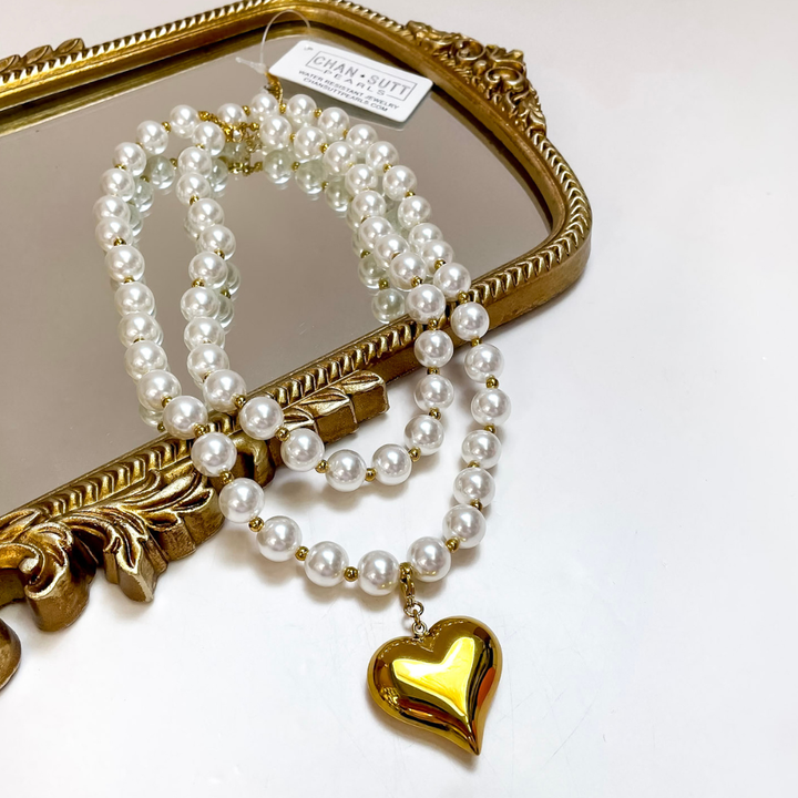 CHANSUTT PEARLS | Wrap Around Pearl Heart Necklace in Gold