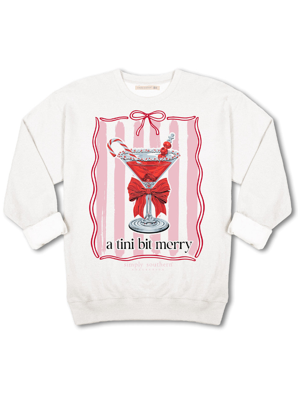 Simply Southern | A Tini Bit Merry Martini Christmas Graphic Crewneck Sweatshirt in White