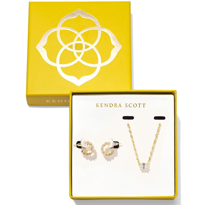 Kendra Scott | Cailin Crystal Gold Gift Set in White Crystal