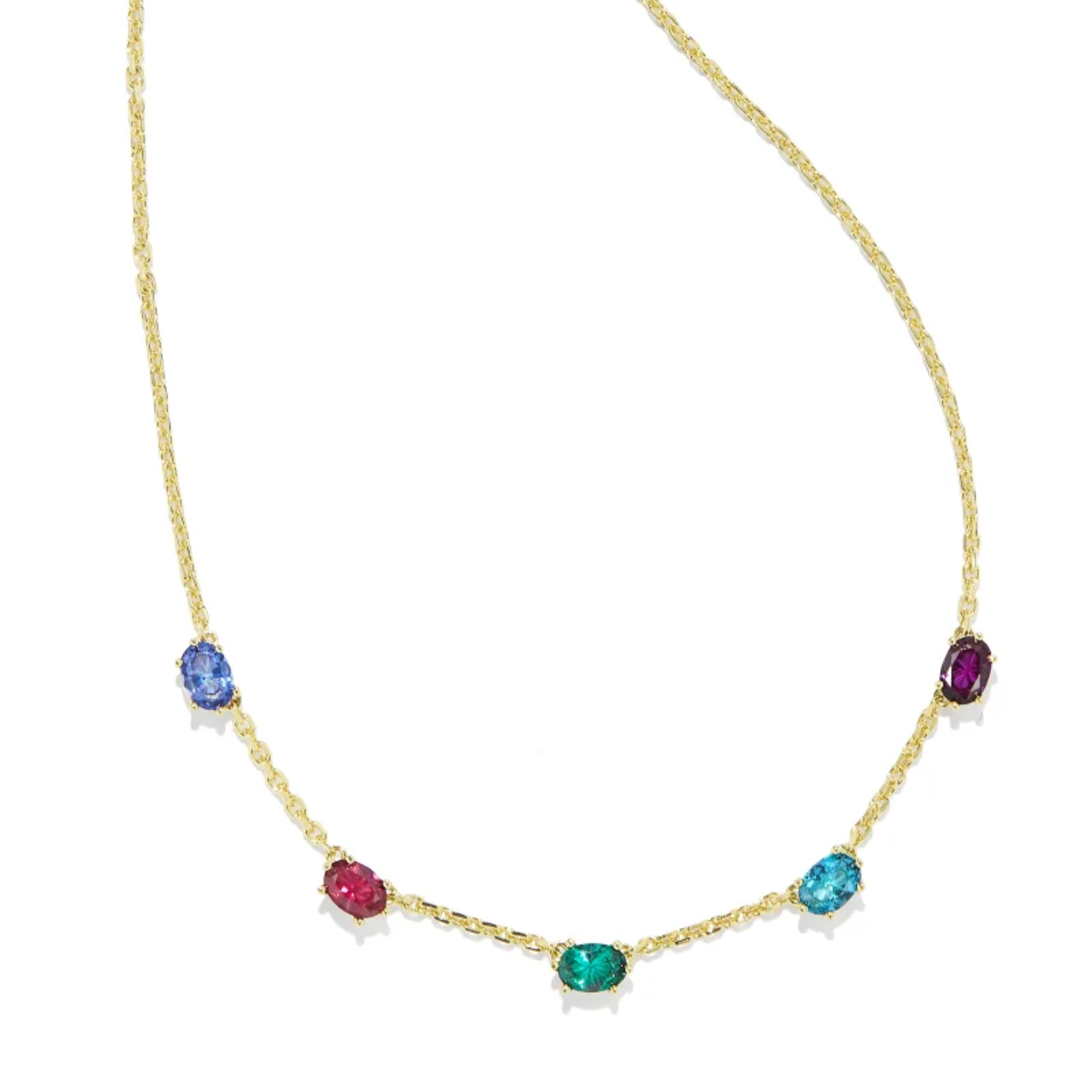 This Cailin Cold Crystal Strand Necklace in Multi Mix by Kendra Scott i pictured on a white background.